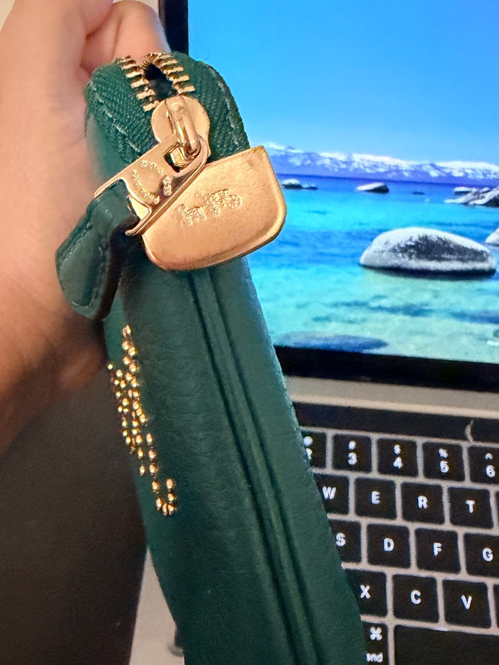 Teal Leather Chain Crossbody Bag - Picture 4 of 4